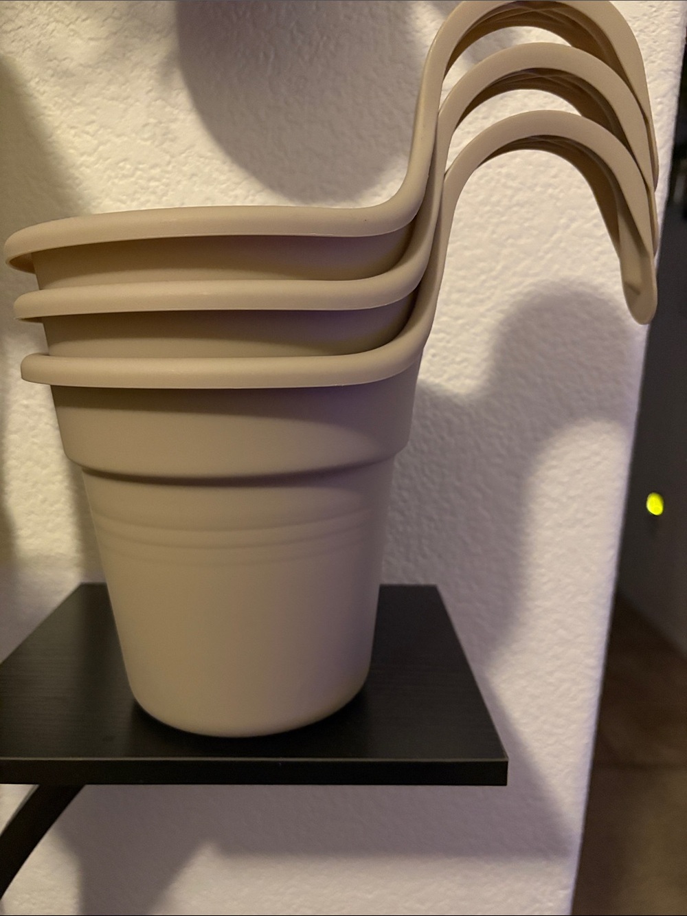 Natural Beige Plastic Hanging Planters - Set of 3